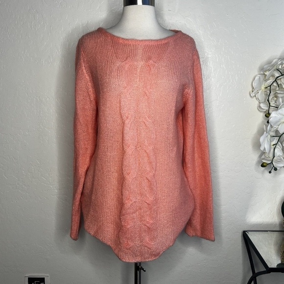 Twins Italian Mohair Wool Blend Sweater Made In Italy In Orange L - Picture 1 of 5